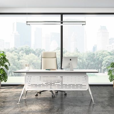 주문 현대 오피스 가구 금속 발로 운영 책상 스노우 화이트 지원 사용자 정의 online manufacture