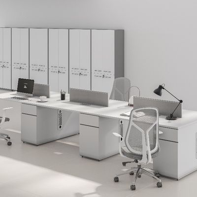 주문 사용자 정의 지원 현대 4인 사무실 책상 현대 디자인 내구성 MFC 패널 가구 online manufacture