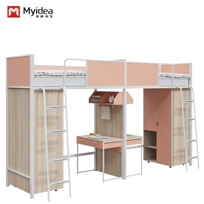 주문 스틸 목재 조합 벙크 침실과 내장 된 책상 / 저장 공간 및 대학 기숙사에 필요한 조립 online manufacture