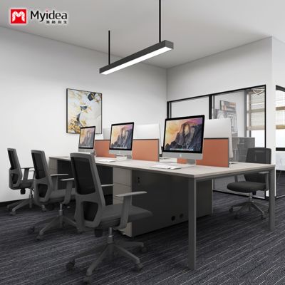 light industrial style，single person multi person staff desk design，fashionable screen style，computer desk，office furniture