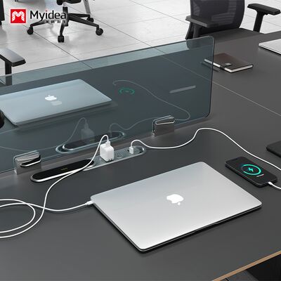 Customization the Staff Desk Is Simple and Modern, with 4 Manual Workstations,the Desk Is Neat and Practical, with a Screen