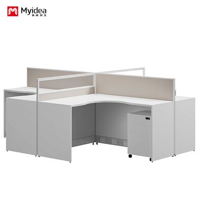 Foshan Wholesale Single Person L-shaped Staff Light Colored Screen Card Slot Simple Modern Screen Table and Chair Combination