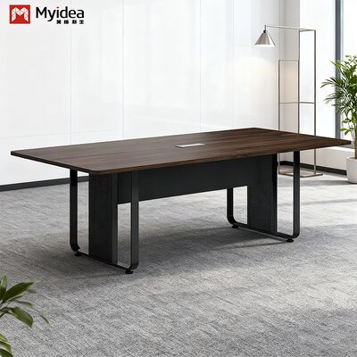 Modern Design Dark Wood Grain Conference Table With Cold-Rolled Steel Legs Office Furniture for Meeting & Negotiation Rooms Factory wholesale