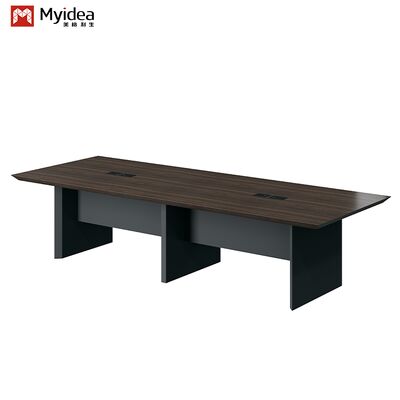 A Dark-colored Office Desk for a CEO's Space the Auxiliary Storage Cabinet Is Made of Thickened Melamine Board