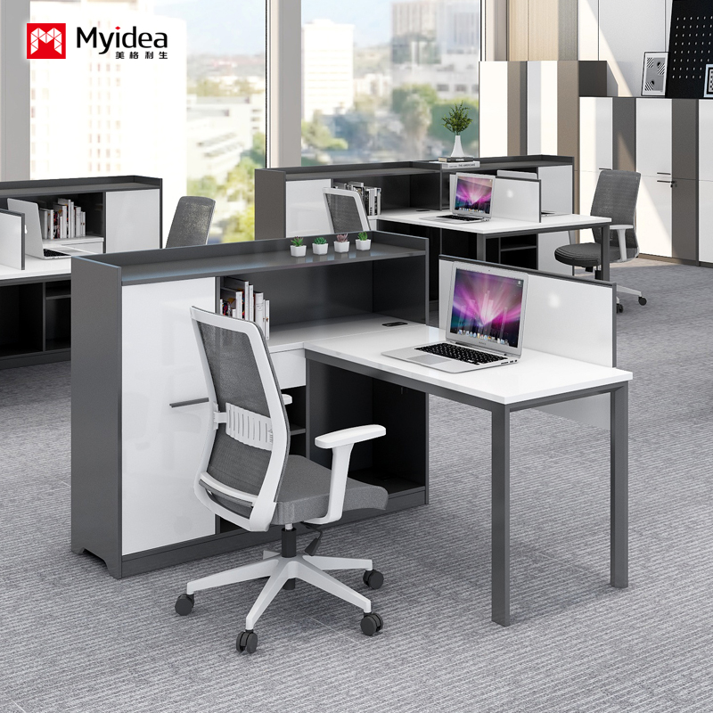 Modern Minimalist L-shaped Office Desk for Storage, Practical Computer Desk, single-sided Staff Screen Desk