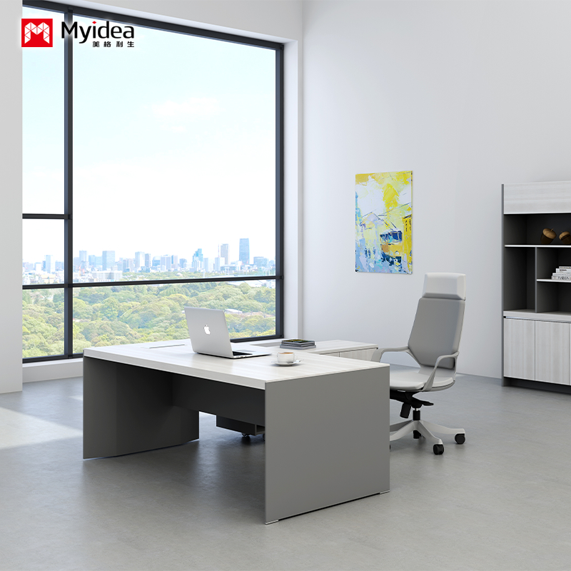 customization white baking paint process office desk，modern and fashionable boss desk，office furniture，computer desk
