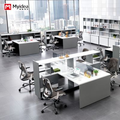 맞춤형 대용량 수납 책상, 2인용 4인용 사무실 컴퓨터 책상 디자인, 스크린 파티션, 직원 책상