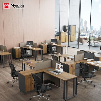 두 사람 사무실 책상 철강 다리 저장 부대 캐비닛, 멜라민 보드 재료의 직원 책상